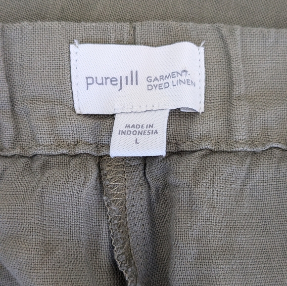 J Jill purejill Linen Khaki Green Cropped Pants L Large - Picture 5 of 6